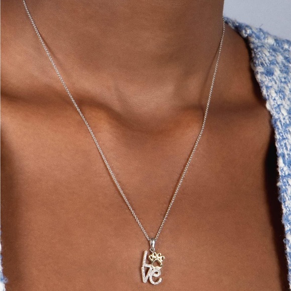 ** FLASH SALE ** 10K Yellow Gold Natural Diamonds Love Paw Print - Picture 7 of 7